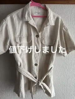 ★BACK NUMBER ★ベージュ 半袖シャツワンピース