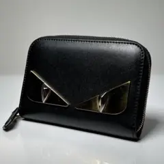美品✨フェンディ バグズ ミニ コインケース レザー ブラック ゴールド