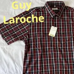 【未使用品】Guy Laroche ギラロッシュ 半袖シャツ エンジ&紺チェック