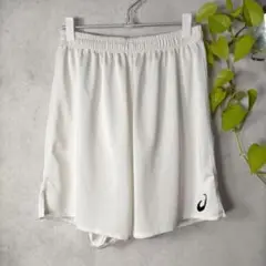 1657【asics】トレーニングショートパンツ 白 ウエストゴム 男女兼用
