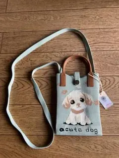 GAANO Dogイラスト付き水色ショルダーバッグ
