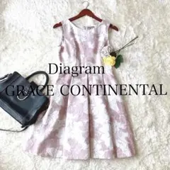 GRACE CONTINENTAL/オーガンジー刺繍ワンピース/ピンク/36