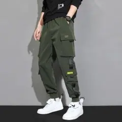 【トレンド】メンズ ボトムス XL カジュアル カーゴパンツ パンツ グリーン