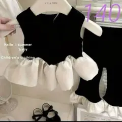 韓国 キッズ 子供 セットアップ 140 フリル パーティー 夏服 ノースリーブ