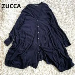 ZUCCA ズッカ ロングカーディガン ウェーブヘムバルーン Aライン 羽織 M