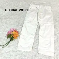 グローバルワーク【S】コットンパンツ　ホワイトデニム　パンツ　ワイド　太め