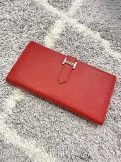 エルメス(Hermès) ベアン レッド 長財布 □H刻印