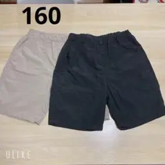 UNIQLO ナイロン ハーフパンツ 2点セット 160cm ブラック ベージュ
