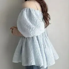 Meiru 2wayオフショルジャガードペプラムトップス