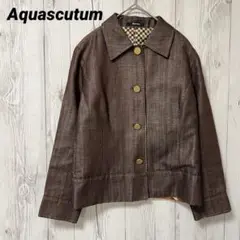 【Aquascutum】アクアスキュータム　クロップトジャケット　薄手　ブラウン