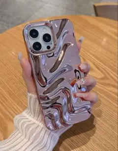❤️ピンク❤️メタリック❤️波状3D❤️iPhone12pro用ソフトケース❤️