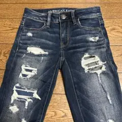 AMERICAN EAGLE フェード、ダメージ加工スーパーストレッチデニム
