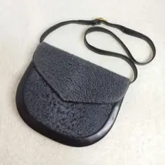 超希少!イヴサンローラン 2way ショルダーバッグ ムートン レザー 黒 灰