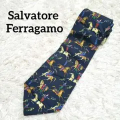 Salvatore Ferragamo フェラガモ ホースデザインシルクネクタイ