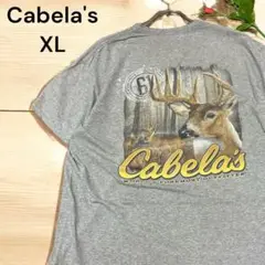 【一点物】Cabela's アニマルTシャツ グレー XL シカ バックプリント
