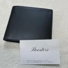 新品未使用　Boostersブースターズ レザー　二つ折財布　ブラック