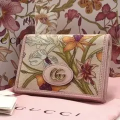 ✨極美品✨GUCCI コンパクト財布 マーモント フローラ柄 ピンク 折り財布