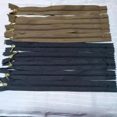 ナイロン玉付きファスナー　24cm×10 黒　茶