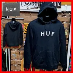 HUF ハフ　ロゴプリント　プルオーバー　パーカー　Ｍ　ブラック