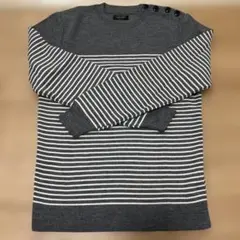 ZARA MAN グレー・ホワイト ストライプ ニット M