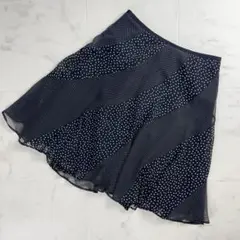 美品 ロイスクレヨン シフォンフレアスカート 黒 白 サイズM*SC1010