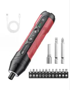 【超美品】電動ドライバー 手動兼用 充電式 4段階切替 LED ビット15本付
