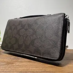 COACH コーチ オーガナイザー 長財布 シグネチャー ブラック F93504 COACH コーチ オーガナイザー 長財布 シグネチャー ブラック