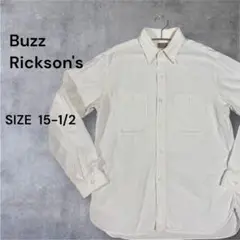 【美品】Buzz Rickson's ホワイト長袖ボタンワークシャツ15-1/2