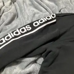adidas 黒 フルジップフーディ　セットアップ