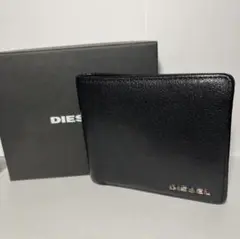 DIESEL レザー二つ折り財布 ブラック/オレンジ