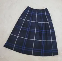美品✨ YORK LAND ネイビー×ブルー チェック プリーツスカート