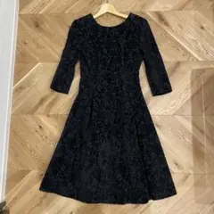 LE CIEL BLEU ベルベットブラックワンピース