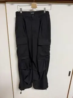 OPENING ACT ポリツイルサイドコードドレープカーゴパンツ　ブラック