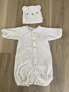 familia クマの帽子付き　ロンパース　新生児　50 60 タオル地