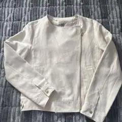 美品　べビーピンク　ノーカラージャケット スエード風
