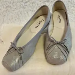 美品⭐︎repetto バレエシューズ　スエード　シルバー　ラメ
