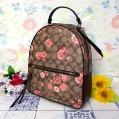 コーチ リュック バックパック ピンク花柄 ブラウン 【新品】