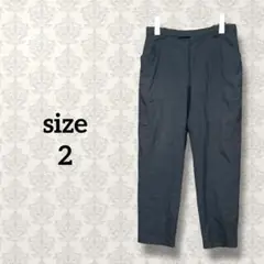 【2】カジュアルタックパンツ ブラック系 無地 シンプル