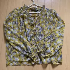 【美品】ZARA 花柄ブラウス　　イエロー　S