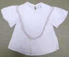 ZARA フリル トップス ふんわり コットン 花柄 ホワイト 白