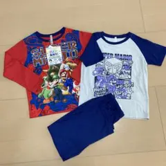 新品　スーパーマリオ 光る長袖パジャマとTシャツの3点セット 120