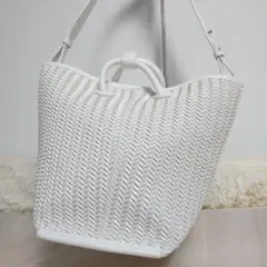 ユナイテッドアローズ ショルダーバッグ 白 編み込み かごバッグ 2way
