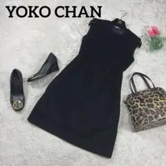 極美品✨️ヨーコチャン ワンピース ノースリーブ 膝丈 ウール ブラック 38