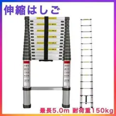 はしご 伸縮 5m ハシゴ 梯子 耐荷重150kg スーパーラダー 家庭用 40