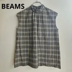 BEAMS　ノースリーブ チェック柄 トップス シアサッカー