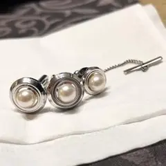 Lionstar カフスボタン　本真珠　パール　ピンブローチ　カフリンクス