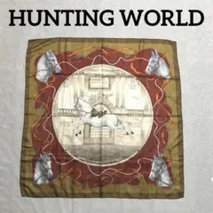 【美品】Hunting World 大判スカーフ　ソフトピンク　シルク100% 美品】Hunting World 大判スカーフ ソフトピンク シルク100%