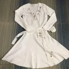 チェスティ ビジュー付きラップワンピース ニット