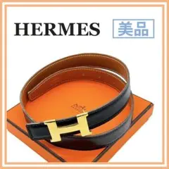 美品 エルメス ミニコンスタンス Hベルト 65 ベルト ブラック ゴールド