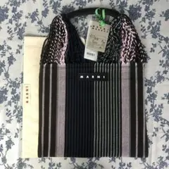 新品MARNIマルニフラワーカフェマルチストライプハンモックバッグ